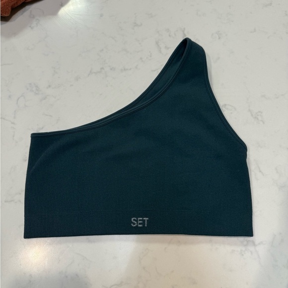 Set active One-Shoulder Black Sports Bra - Picture 2 of 4